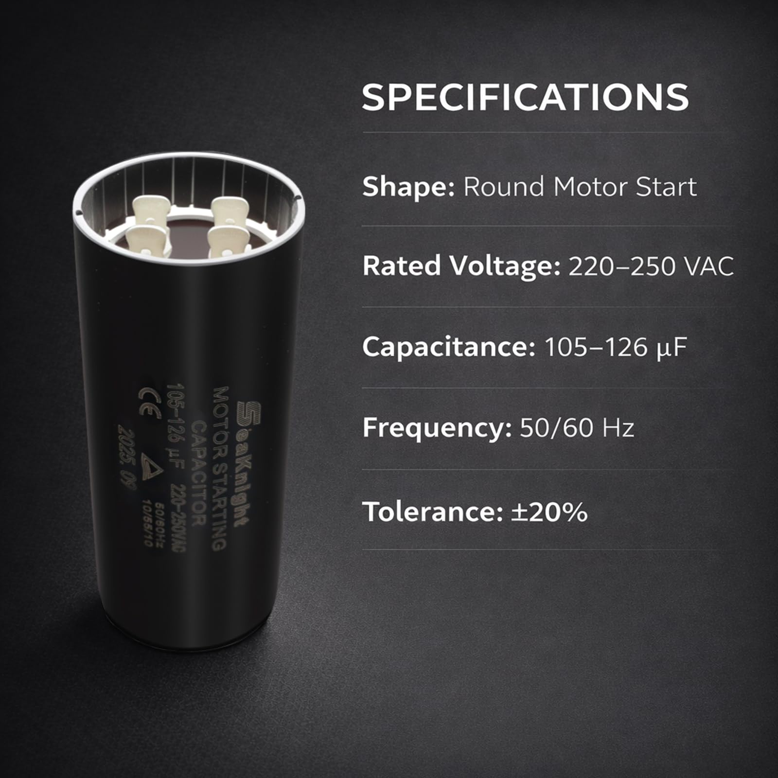 105-126 uf MFD Motor Start Capacitor 220-250VAC Replacement for